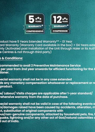 Haier 1.5 Ton 3 Star Twin Inverter Split AC (Copper, 7 in 1 Convertible, Frost Self Clean, HD Filter, Cools at 54°C, Long Air Throw - HSU17VP-TQS3BN-INV, White) 