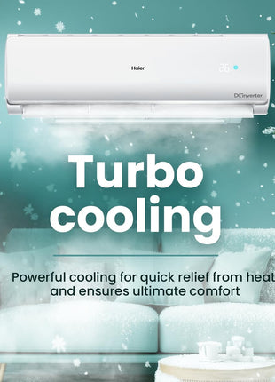 Haier 1.5 Ton 3 Star Twin Inverter Split AC (Copper, 7 in 1 Convertible, Frost Self Clean, HD Filter, Cools at 54°C, Long Air Throw - HSU17VP-TQS3BN-INV, White) 
