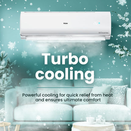 Haier 1.5 Ton 3 Star Twin Inverter Split AC (Copper, 7 in 1 Convertible, Frost Self Clean, HD Filter, Cools at 54°C, Long Air Throw - HSU17VP-TQS3BN-INV, White) 