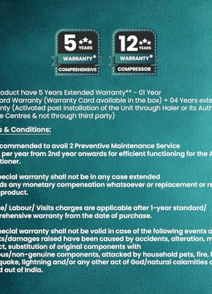 Haier 1.5 Ton 4 Star AI Climate Control Smart Split AC (5250 Watts, Copper, Wi-Fi, 4-Way Swing, Triple Inverter, 7 in 1, Frost Self Clean, HD Filter, Cools at 60°C - HSU18K-PYAIR4BN-INV, White) 