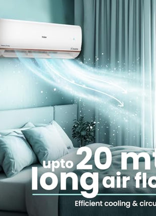 Haier 1.5 Ton 4 Star AI Climate Control Smart Split AC (5250 Watts, Copper, Wi-Fi, 4-Way Swing, Triple Inverter, 7 in 1, Frost Self Clean, HD Filter, Cools at 60°C - HSU18K-PYAIR4BN-INV, White) 