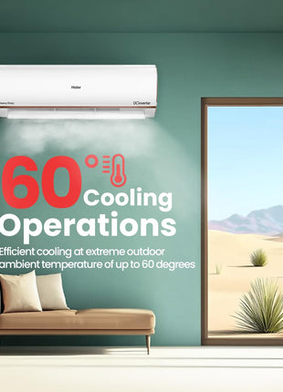 Haier 1.5 Ton 4 Star AI Climate Control Smart Split AC (5250 Watts, Copper, Wi-Fi, 4-Way Swing, Triple Inverter, 7 in 1, Frost Self Clean, HD Filter, Cools at 60°C - HSU18K-PYAIR4BN-INV, White) 