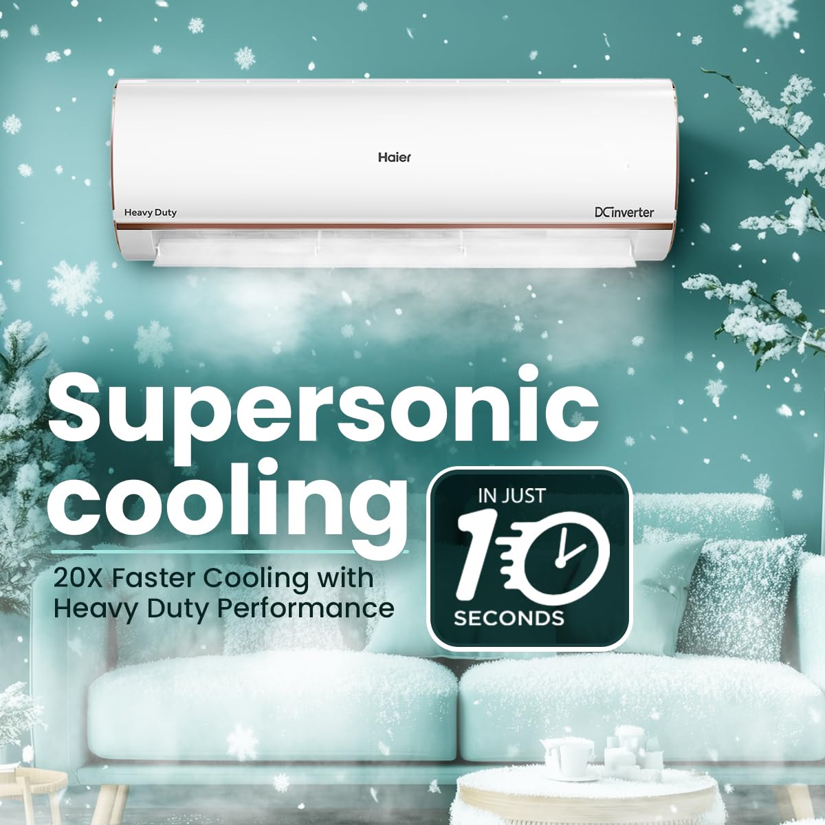 Haier 1.5 Ton 4 Star AI Climate Control Smart Split AC (5250 Watts, Copper, Wi-Fi, 4-Way Swing, Triple Inverter, 7 in 1, Frost Self Clean, HD Filter, Cools at 60°C - HSU18K-PYAIR4BN-INV, White) 