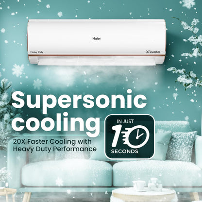 Haier 1.5 Ton 4 Star AI Climate Control Smart Split AC (5250 Watts, Copper, Wi-Fi, 4-Way Swing, Triple Inverter, 7 in 1, Frost Self Clean, HD Filter, Cools at 60°C - HSU18K-PYAIR4BN-INV, White) 