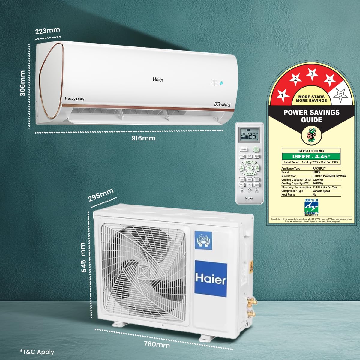 Haier 1.5 Ton 4 Star AI Climate Control Smart Split AC (5250 Watts, Copper, Wi-Fi, 4-Way Swing, Triple Inverter, 7 in 1, Frost Self Clean, HD Filter, Cools at 60°C - HSU18K-PYAIR4BN-INV, White) 