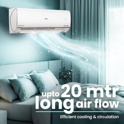 Haier 1.5 Ton 4 Star Triple Inverter Smart Split AC (5250 Watts, Copper, Wi-Fi, 4-Way Swing, 7 in 1 Convertible, Frost Self Clean, HD Filter, Cools at 60°C - HSU18K-PYFR4BN-INV, White) 