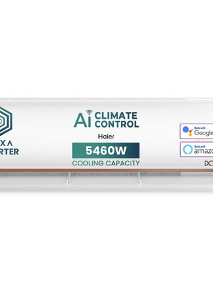 Haier 1.5 Ton 5 Star AI Climate Control Smart Split AC (5460W, Copper, HEXA Inverter, Heavy Duty, 4 Way Swing, Frost Clean, HD Filter, Cools at 60°C, 20 mtr Air Throw- HSU19K-PYAIR5BN-INV, White) 