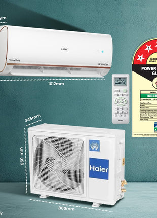 Haier 1.5 Ton 5 Star AI Climate Control Smart Split AC (5460W, Copper, HEXA Inverter, Heavy Duty, 4 Way Swing, Frost Clean, HD Filter, Cools at 60°C, 20 mtr Air Throw- HSU19K-PYAIR5BN-INV, White) 