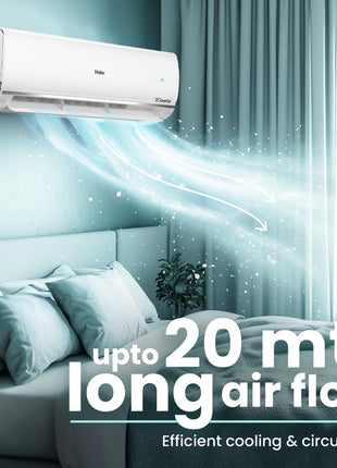 Haier 1.5 Ton 5 Star Triple Inverter Split AC (4850 W, Copper, 7 in 1 Convertible, 4-Way Swing, Frost Self Clean, HD Filter, Cools at 60°C, 20 Mtr. Air Throw - HSU18K-PYSS5BN-INV, White) 