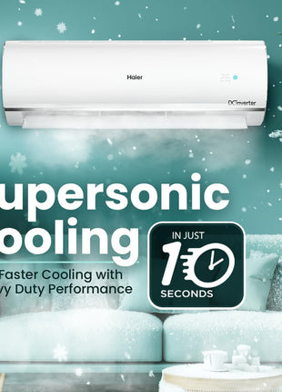 Haier 1.5 Ton 5 Star Triple Inverter Split AC (4850 W, Copper, 7 in 1 Convertible, 4-Way Swing, Frost Self Clean, HD Filter, Cools at 60°C, 20 Mtr. Air Throw - HSU18K-PYSS5BN-INV, White) 