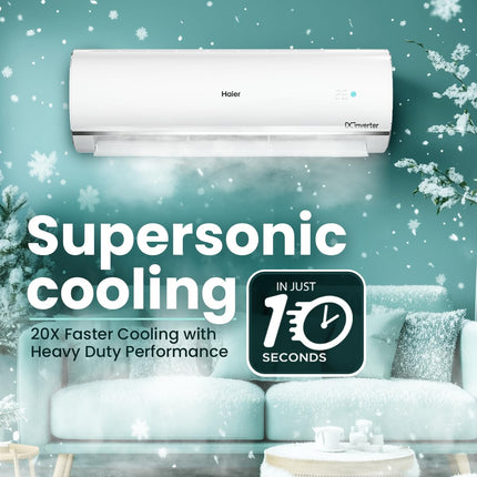 Haier 1.5 Ton 5 Star Triple Inverter Split AC (4850 W, Copper, 7 in 1 Convertible, 4-Way Swing, Frost Self Clean, HD Filter, Cools at 60°C, 20 Mtr. Air Throw - HSU18K-PYSS5BN-INV, White) 