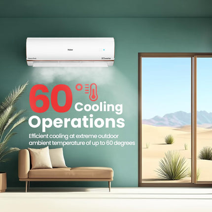 Haier 1.6 Ton 5 Star HEXA Inverter Smart Split AC (5460W, Copper, Heavy Duty, Wi-Fi, 4 Way Swing, Frost Self Clean, HD Filter, Cools at 60°C, 20 Mtrs Air Throw- HSU19K-PYFR5BN-INV- White) 