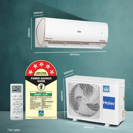 Haier 1.6 Ton 5 Star HEXA Inverter Smart Split AC (5460W, Copper, Heavy Duty, Wi-Fi, 4 Way Swing, Frost Self Clean, HD Filter, Cools at 60°C, 20 Mtrs Air Throw- HSU19K-PYFR5BN-INV- White) 
