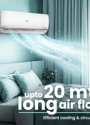 Haier 1 Ton 4 Star AI Climate Control Smart Split AC (3470W, Triple Inverter, Copper, Wi-Fi, 4-Way Swing, 7 in 1 Convertible, HD Filter, Cools at 60°C, 20 Mtrs Air Throw - HSU13K-PYAIR4BN-INV, White) 