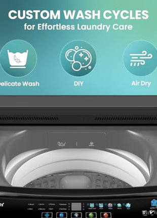 Haier 10.5 Kg 5 Star Fully Automatic Top Load Washing Machine With Ultra Fresh Air Technology, Oceanus Wave Steel Drum (ETL105-CAFS8, Grey, Black, Custom Wash Cycles, 15 Mins Quick Wash) 