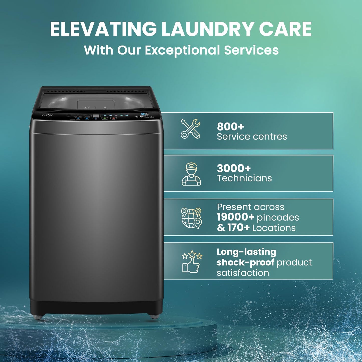 Haier 10.5 Kg 5 Star Fully Automatic Top Load Washing Machine With Ultra Fresh Air Technology, Oceanus Wave Steel Drum (ETL105-CAFS8, Grey, Black, Custom Wash Cycles, 15 Mins Quick Wash) 
