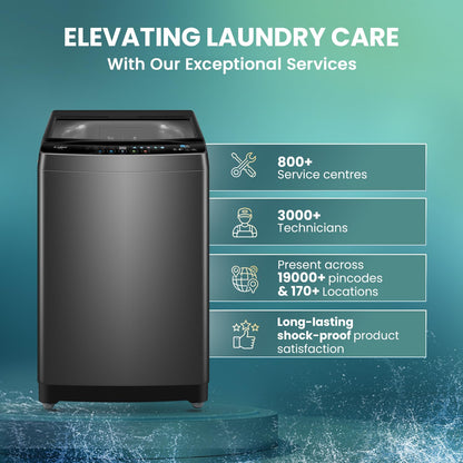 Haier 10.5 Kg 5 Star Fully Automatic Top Load Washing Machine With Ultra Fresh Air Technology, Oceanus Wave Steel Drum (ETL105-CAFS8, Grey, Black, Custom Wash Cycles, 15 Mins Quick Wash) 