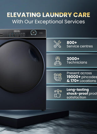 Haier 11 Kg (Wash) / 7 Kg (Dry), 5 Star, Powered by AI-DBT, Direct Drive Technology, Wifi, PuriSteam, I-Refresh, Front Load Fully Automatic Washer Dryer, (EFLD110-DM14IEICBKU1, In-built Heater,Black) 