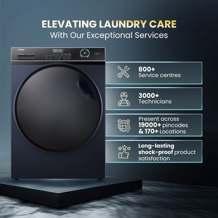 Haier 11 Kg (Wash) / 7 Kg (Dry), 5 Star, Powered by AI-DBT, Direct Drive Technology, Wifi, PuriSteam, I-Refresh, Front Load Fully Automatic Washer Dryer, (EFLD110-DM14IEICBKU1, In-built Heater,Black) 