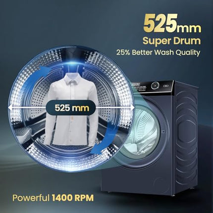 Haier 11 Kg (Wash) / 7 Kg (Dry), 5 Star, Powered by AI-DBT, Direct Drive Technology, Wifi, PuriSteam, I-Refresh, Front Load Fully Automatic Washer Dryer, (EFLD110-DM14IEICBKU1, In-built Heater,Black) 