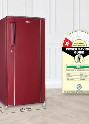 Haier 165 L, 1 Star, Direct-Cool Single Door Refrigerator (HED-171RS-P, Red Mono, 2024 Model) 