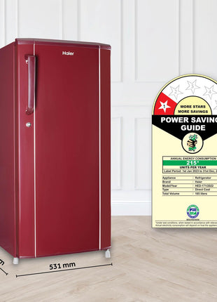 Haier 165 L, 1 Star, Direct-Cool Single Door Refrigerator (HED-171RS-P, Red Mono, 2024 Model) 
