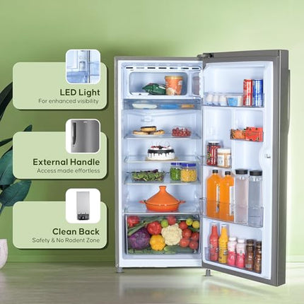 Haier 190 L, 4 Star, Direct Cool Single Door Refrigerator (HED-204DS-P, Dazzle Steel) 