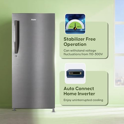 Haier 190 L, 4 Star, Direct Cool Single Door Refrigerator (HED-204DS-P, Dazzle Steel) 
