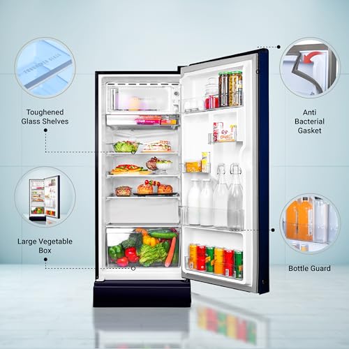Haier 190 L, 5 Star, Direct-Cool Single Door Refrigerator (HED-205MDB-P, Marine Dahelia, Base Stand Drawer, 2024 Model) 