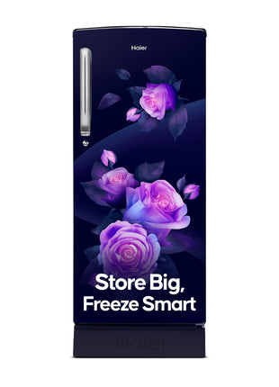 Haier 205L 5Star Direct Cool Single Door Refrigerator | Inverter Compressor | Wide Freezer Space | Bigger Ice Tray | Longer Cooling Retention | Easy Clean Back (HED-215MRB-N, Marine Rose, Base Stand) 