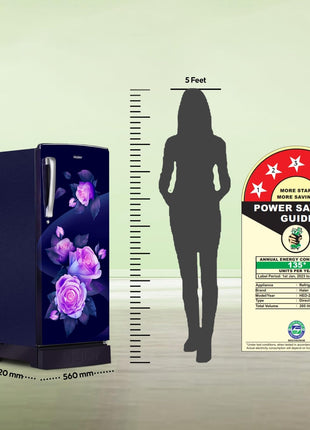 Haier 205L 5Star Direct Cool Single Door Refrigerator | Inverter Compressor | Wide Freezer Space | Bigger Ice Tray | Longer Cooling Retention | Easy Clean Back (HED-215MRB-N, Marine Rose, Base Stand) 