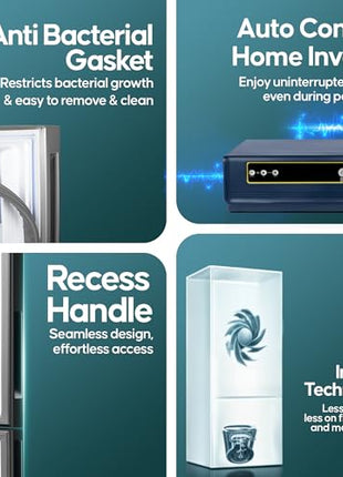 Haier 237L 3 Star Frost Free Bottom Mount Double Door Refrigerator|8 In 1 Convertible Modes|Jhukna Mat-Bottom Freezer|Twin Inverter|200% Faster Ice Making in 49 Minutes (HEB-243GB-P, GE Black) 