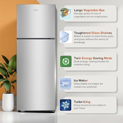 Haier 240 L, 2 Star, Frost Free Double Door Refrigerator (HEF-252EGS-P, Moon Silver) 