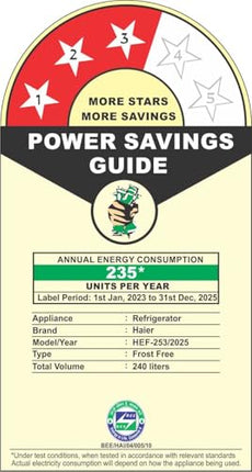 Haier 240 L, 3 Star, 5 In 1 Convertible, Twin Inverter Technology, Frost Free Double Door Refrigerator (HEF-253GS-P, Moon Silver) 