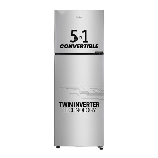 Haier 240 L, 3 Star, 5 In 1 Convertible, Twin Inverter Technology, Frost Free Double Door Refrigerator (HEF-253GS-P, Moon Silver) 