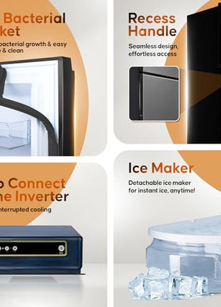 Haier 240L 3 Star Frost Free Top Mount Double Door Refrigerator|5 In 1 Convertible Modes|Twin Inverter|200% Faster Ice Making in 49 Minutes (HEF-253GB-P, GE Black) 