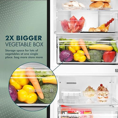 Haier 325 L, 3 Star, Convertible 14-in-1 Triple Inverter & Fan Motor Technology, with Display Frost Free Double Door Bottom Mount Refrigerator (HEB-333DS-P, Dazzle Steel, 2024 Model) 