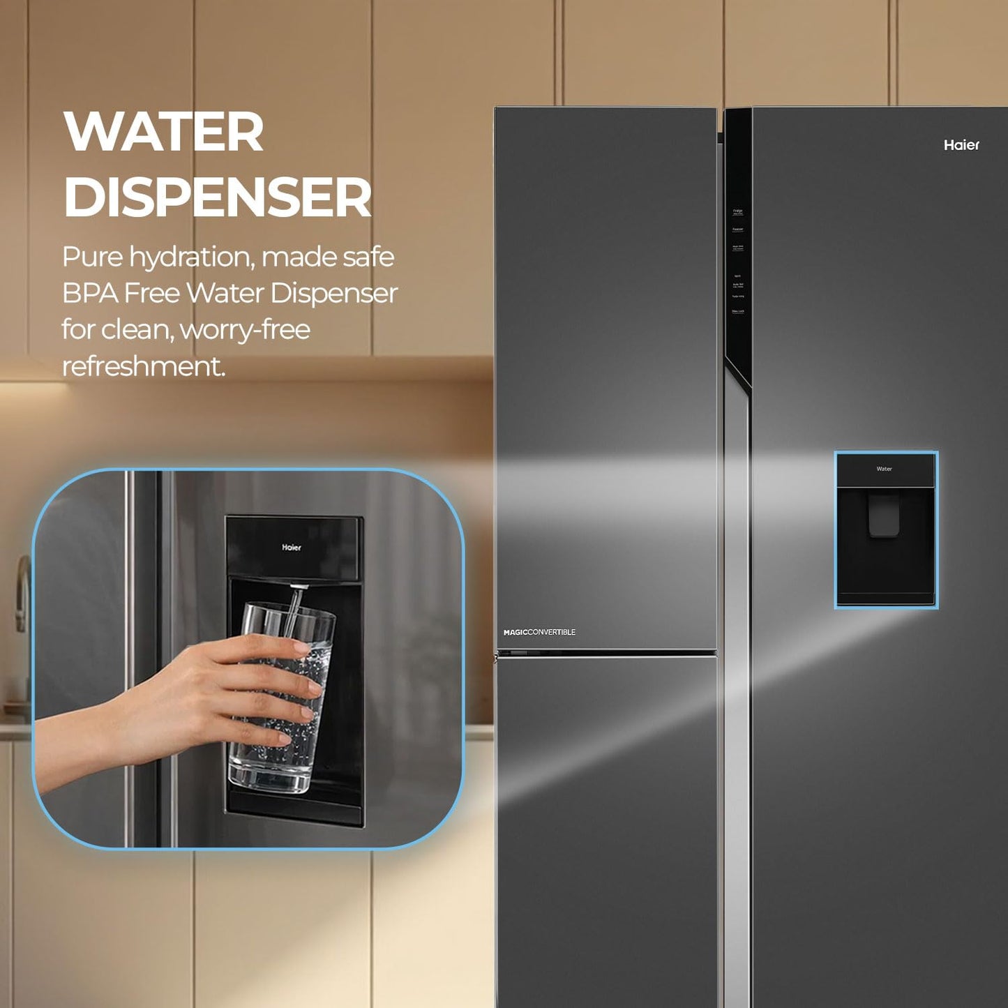 Haier 592 L 3 Star Frost Free Side By Side Refrigerator Graphite Black 