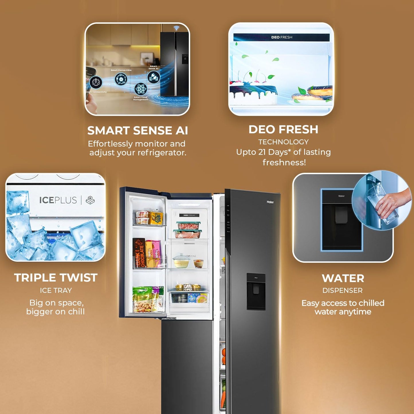 Haier 592 L 3 Star Frost Free Side By Side Refrigerator Graphite Black 