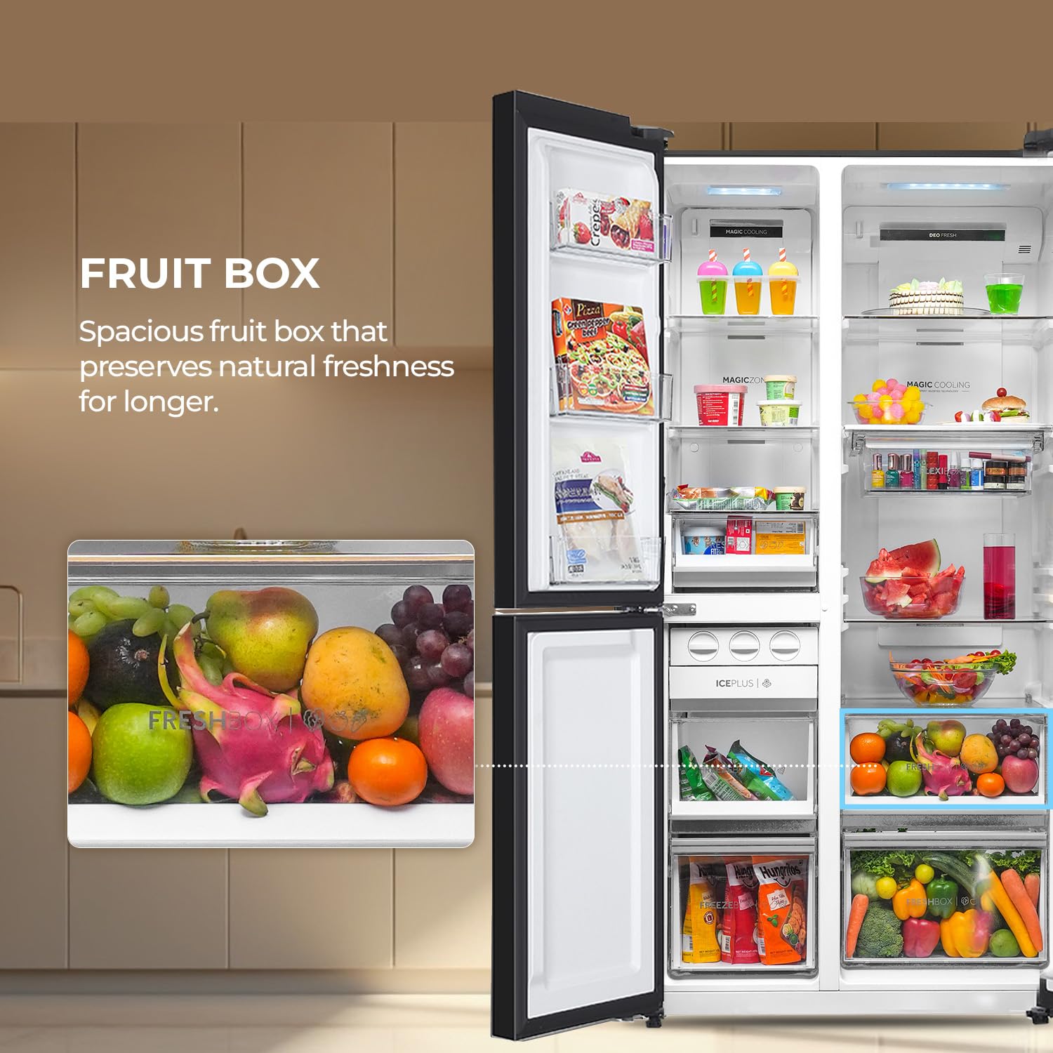 Haier 592 L 3 Star Frost Free Side By Side Refrigerator Graphite Black 