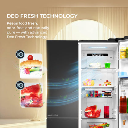 Haier 592 L 3 Star Frost Free Side By Side Refrigerator Graphite Black 