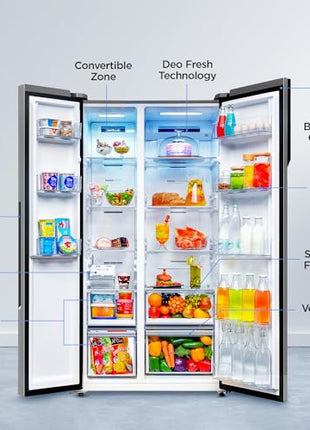 Haier 596 L, 3 Star, 100% Convertible Fridge Space, Expert Inverter, Frost Free Side by Side Refrigerator, (HES-690SS-P, Shiny Silver) 