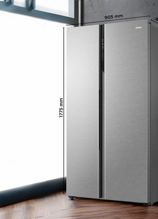 Haier 596 L, 3 Star, 100% Convertible Fridge Space, Expert Inverter, Frost Free Side by Side Refrigerator, (HES-690SS-P, Shiny Silver) 