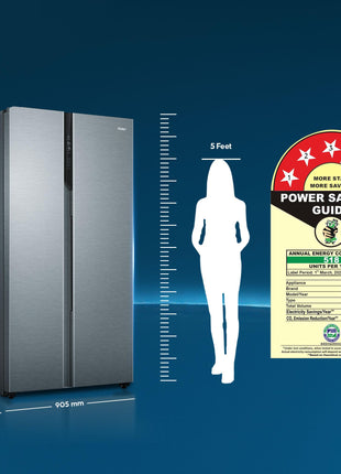 Haier 596 L, 3 Star, 100% Convertible Fridge Space, Expert Inverter, Frost Free Side by Side Refrigerator, (HES-690SS-P, Shiny Silver) 