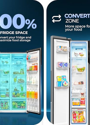 Haier 596 L, 3 Star, 100% Convertible Fridge Space, Expert Inverter, Frost Free Side by Side Refrigerator, (HES-690SS-P, Shiny Silver) 