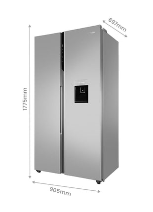 Haier 596 L, Wi-Fi enabled Water Dispenser Frost Free, 2-Door Side by Side Refrigerator with 100% Convertible Fridge Space & Expert Inverter Technology (HRS-682SWDU1, Shiny Steel) 