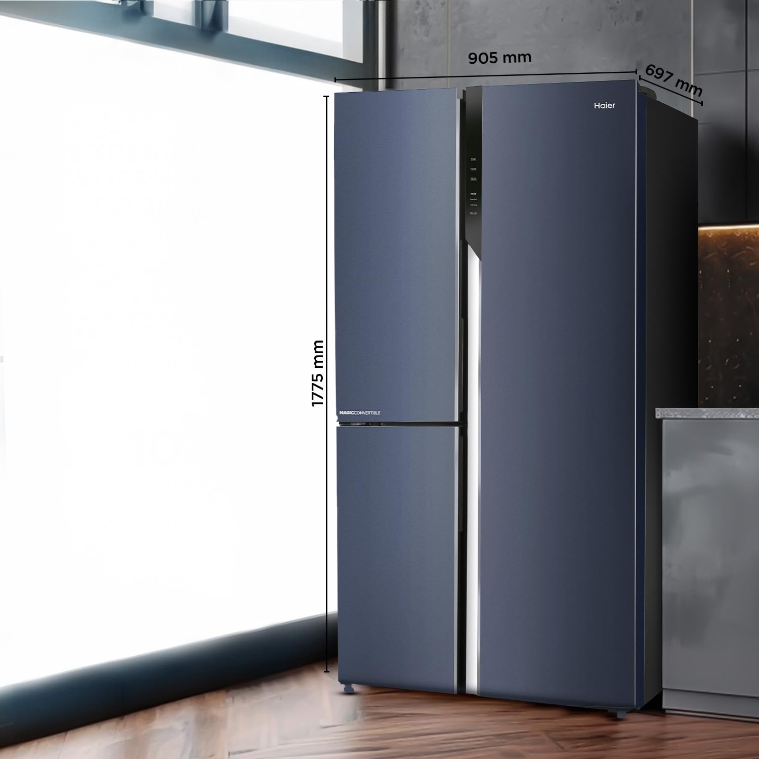 Haier 598 L, 3 Star, 83% Convertible Fridge Space, Expert Inverter, Frost Free, Side by Side Refrigerator, (HRT-683GK, Graphite Black) 