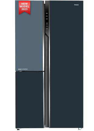 Haier 598L, 3-Star, Vogue 83% Convertible Fridge Space, Expert Inverter 3-Door Side by Side Refrigerator, (HRT-683GOG, Grey Onyx Glass) 