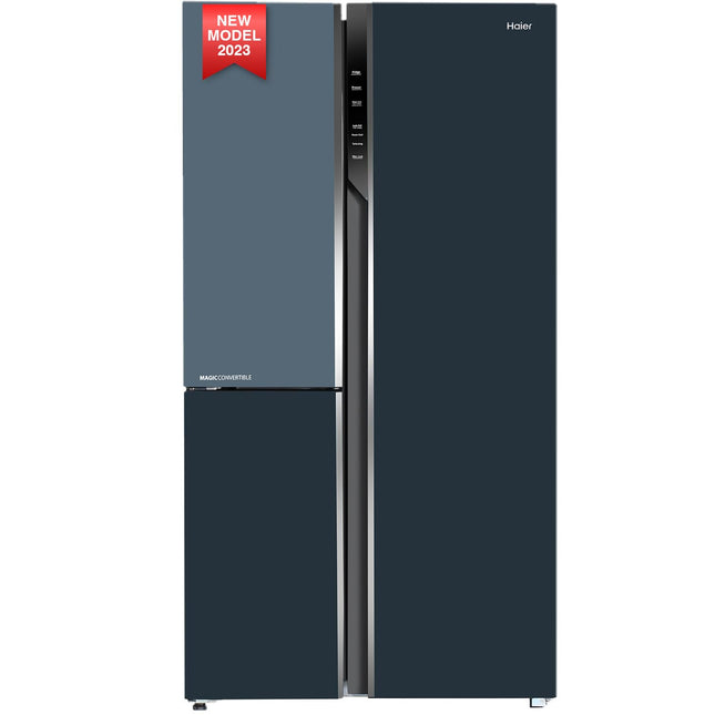 Haier 598L, 3-Star, Vogue 83% Convertible Fridge Space, Expert Inverter 3-Door Side by Side Refrigerator, (HRT-683GOG, Grey Onyx Glass) 