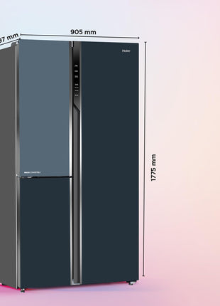 Haier 598L, 3-Star, Vogue 83% Convertible Fridge Space, Expert Inverter 3-Door Side by Side Refrigerator, (HRT-683GOG, Grey Onyx Glass) 